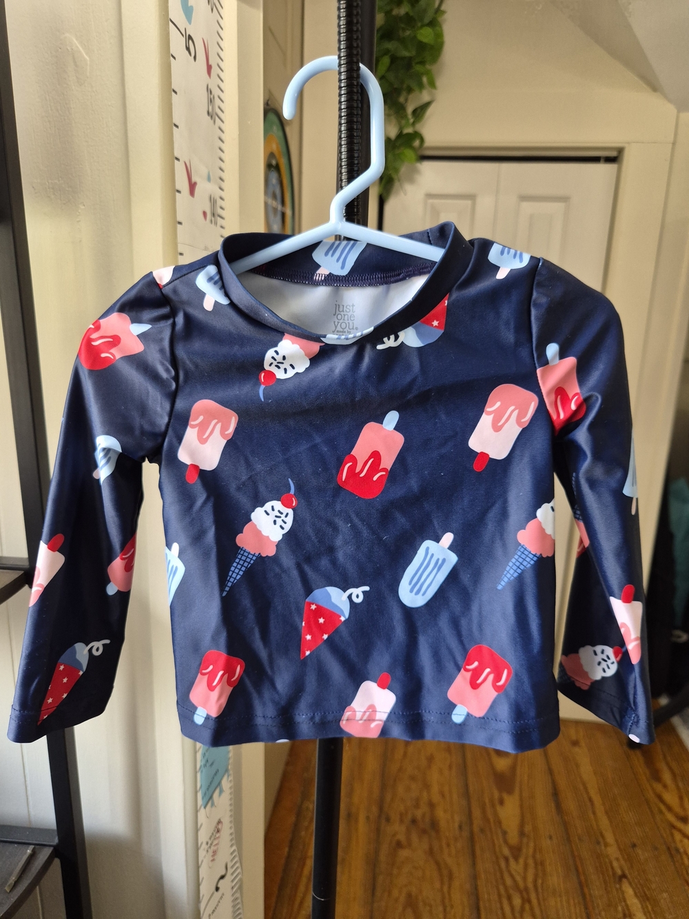 Carter's Navy Long-Sleeve Swim Top with Ice Cream & Popsicle Print